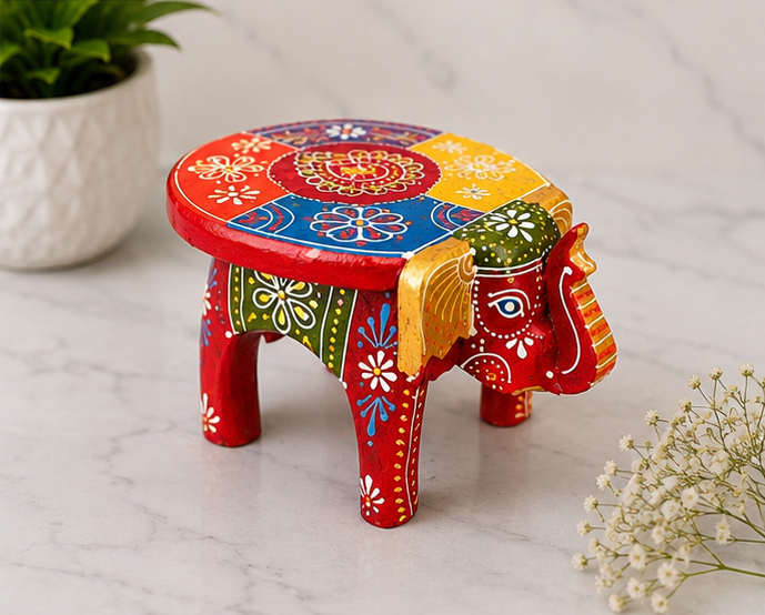Handcrafted & Hand Painted Heritage Elephant - multicolour