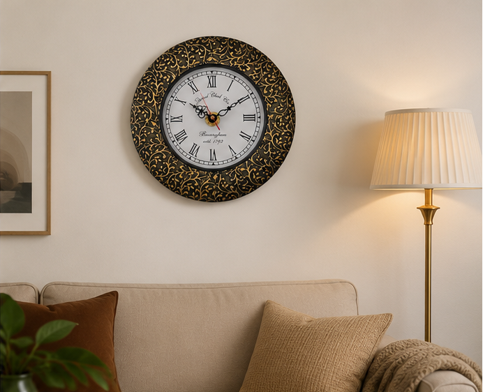 Regal Gold Filigree Clock Wood Wooden Wall Clock – Handcrafted
