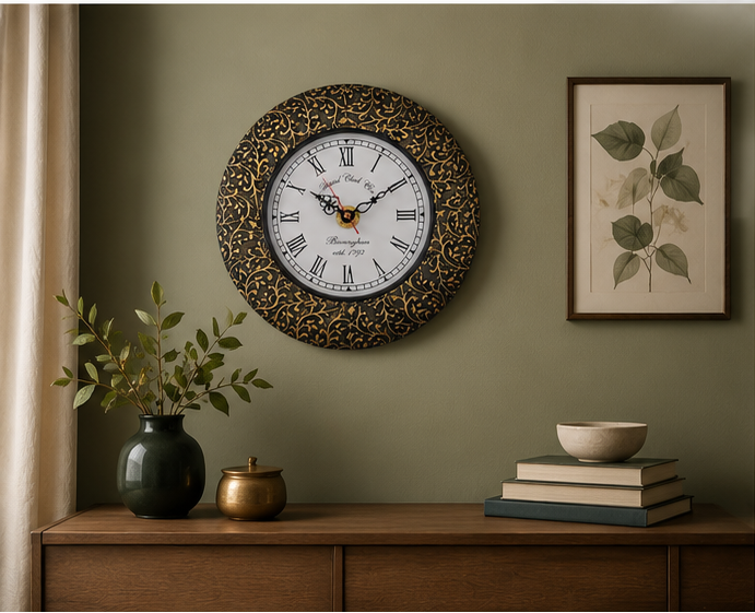 Regal Gold Filigree Clock Wood Wooden Wall Clock – Handcrafted