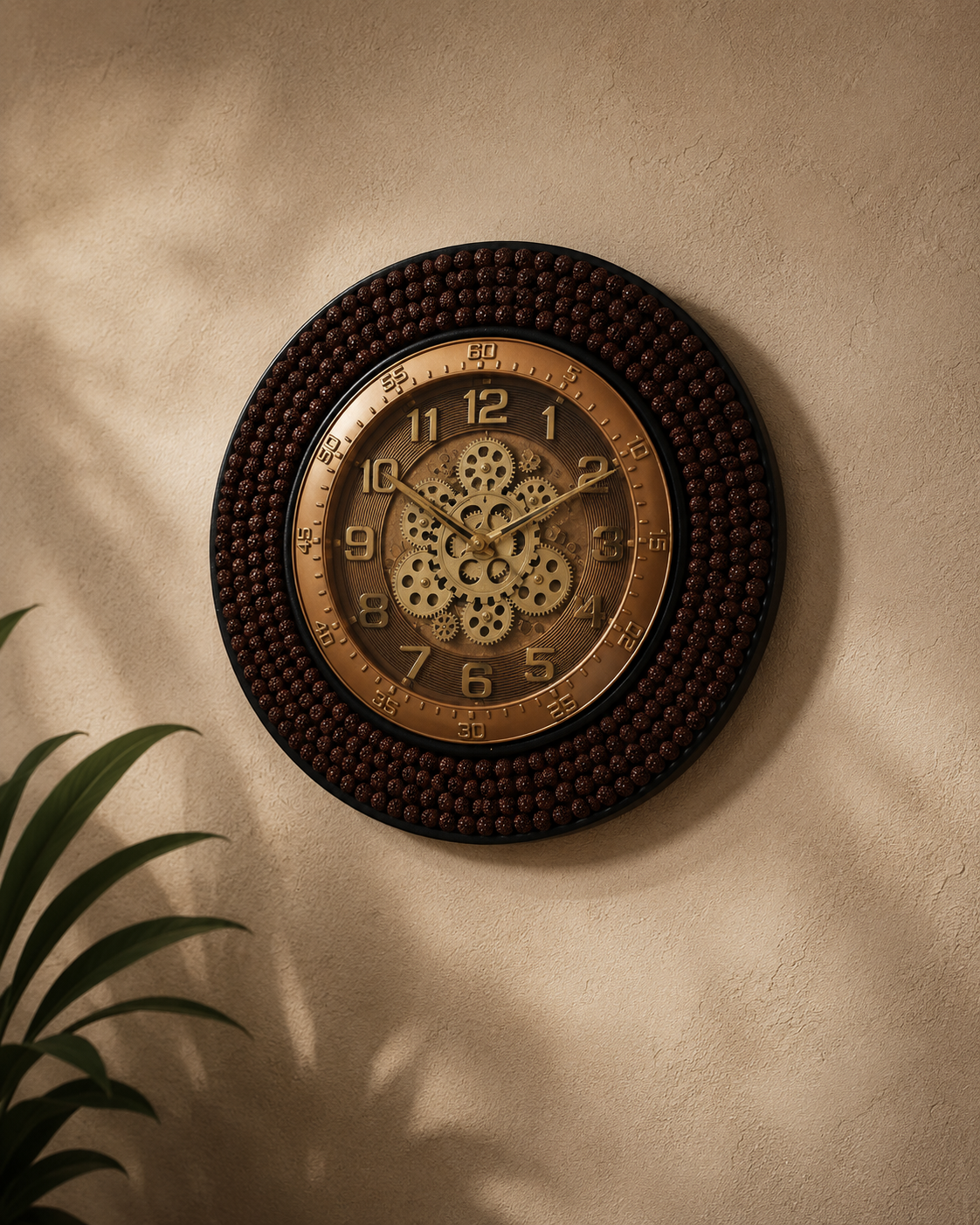 Vintage Bronze Gearcraft Wooden Wall Clock – Handcrafted