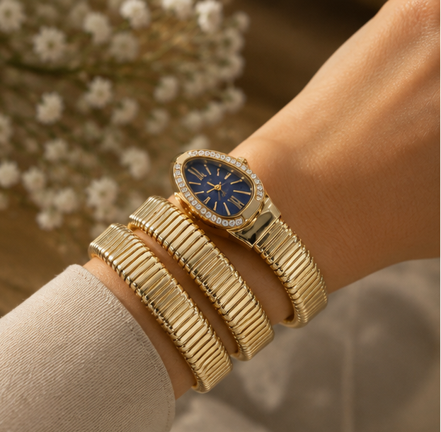 Luxora Gold Bracelet Watch - Blue