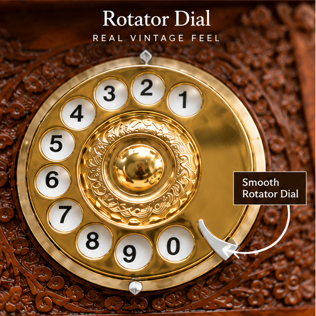 REAL Heritage Handcrafted Carved Wooden Vintage Telephone (USE AS A UNIQUE DECOR PIECE )