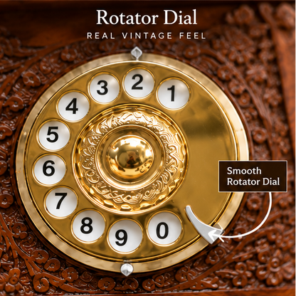 REAL Heritage Handcrafted Carved Wooden Vintage Telephone (USE AS A UNIQUE DECOR PIECE )