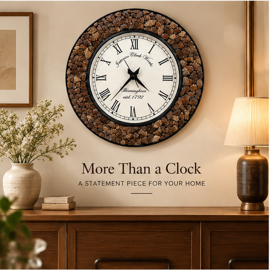 Stone Crest Nariyal & Wood Handcrafted Clock - Size - 16 Inch