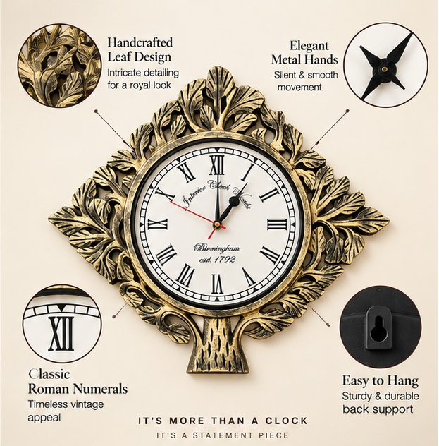 Life Tree Handcrafted Wooden Clock Size - 16 Inch