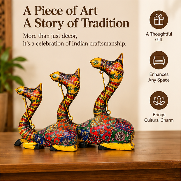 Trendytix Handcrafted Wooden Camels Set of 3