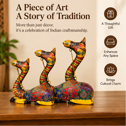 Trendytix Handcrafted Wooden Camels Set of 3