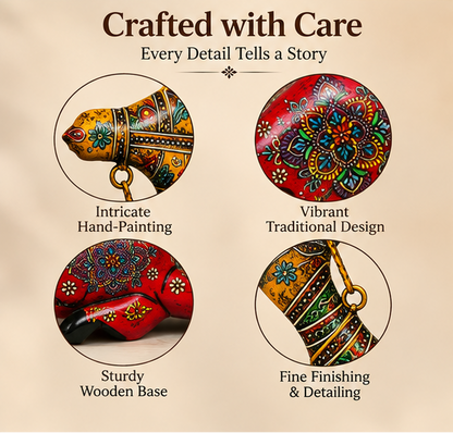 Trendytix Handcrafted Wooden Camels Set of 3 Red Colour