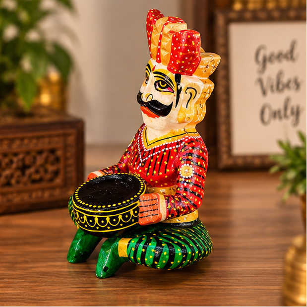 Handcrafted Wooden Bawla Figurine – 9 Inch | Traditional Indian Decor