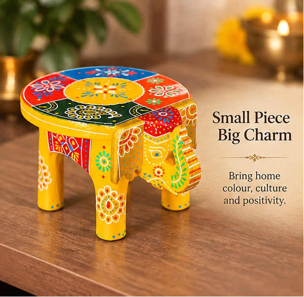 Handcrafted & Hand Painted Heritage Elephant - Yellow