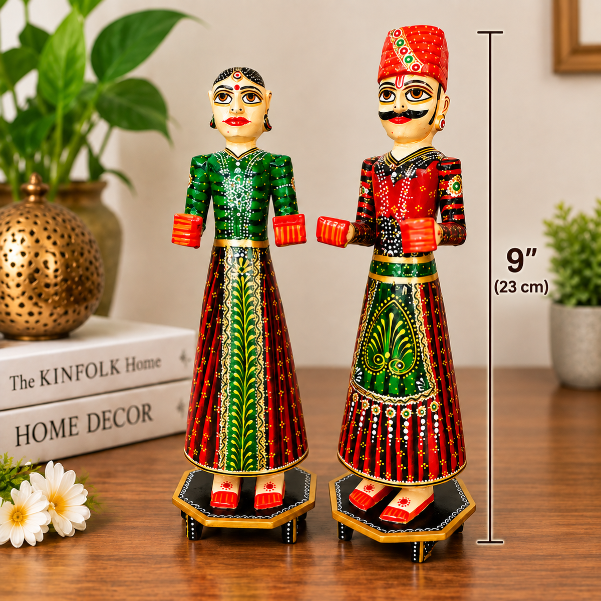 Handcrafted Rajasthani Wooden Ishar Gangour Set Couple Set – Traditional Home Décor