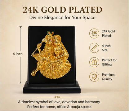 24K Gold Plated Radha Krishna Idol