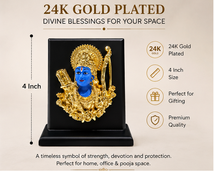 24K Gold Plated Lord Ram Idol Shyam Colour