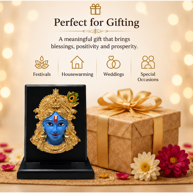 24K Gold Plated Lord Krishna Idol Shyam Colour