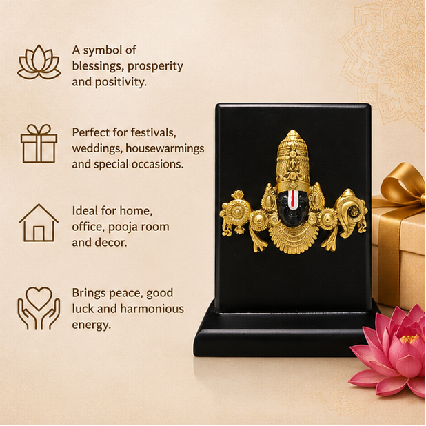 24K Gold Plated Lord Venkateswara Balaji Idol