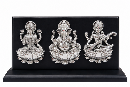 999 Silver Plated Laxmiji, Saraswatiji , Ganeshaji Idol
