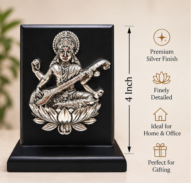 999 Silver Plated Saraswati Ji Idol