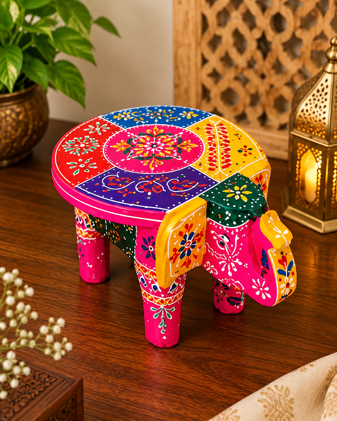 Handcrafted & Hand Painted Heritage Elephant - pink