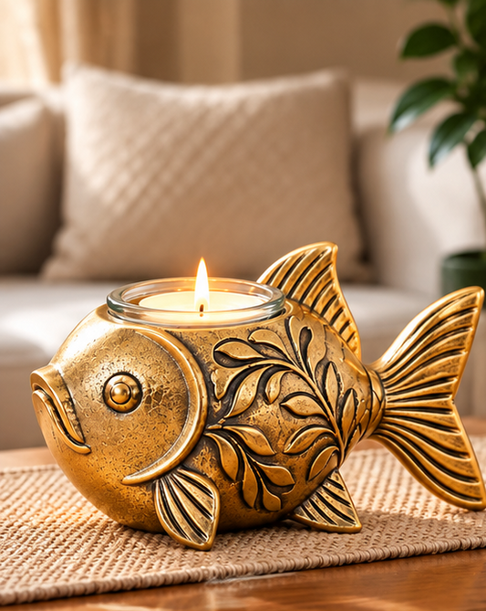 Gold Plated Fish Candle Holder