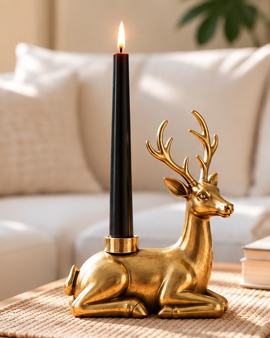 Gold Plated Reindeer Candle Holder
