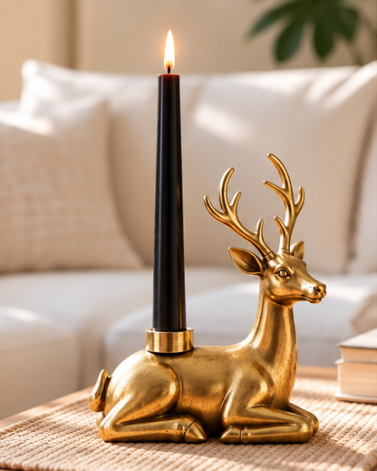 Gold Plated Reindeer Candle Holder