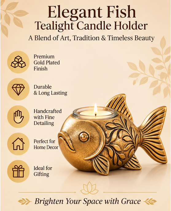 Gold Plated Fish Candle Holder