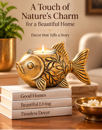 Gold Plated Fish Candle Holder
