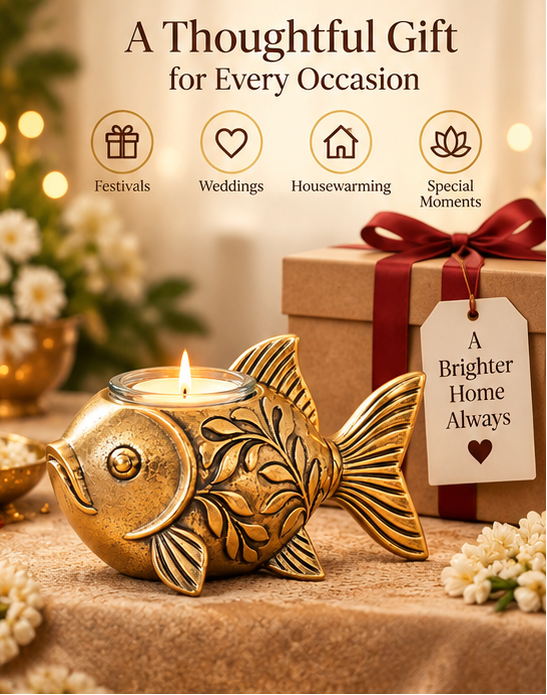 Gold Plated Fish Candle Holder