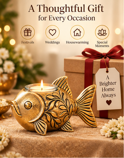 Gold Plated Fish Candle Holder