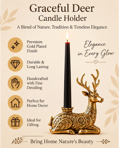 Gold Plated Elegant Reindeer Candle Holder