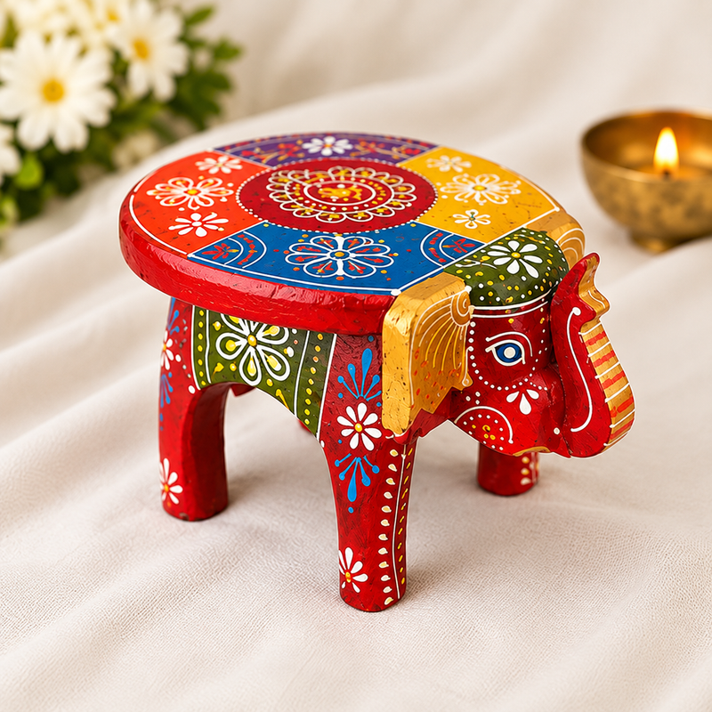 Handcrafted & Hand Painted Heritage Elephant - multicolour