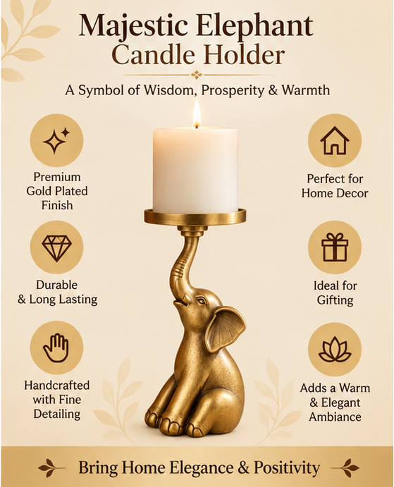 Gold Plated Elephant Candle Holder