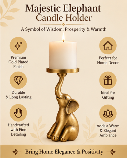 Gold Plated Elephant Candle Holder
