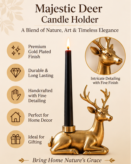 Gold Plated Reindeer Candle Holder