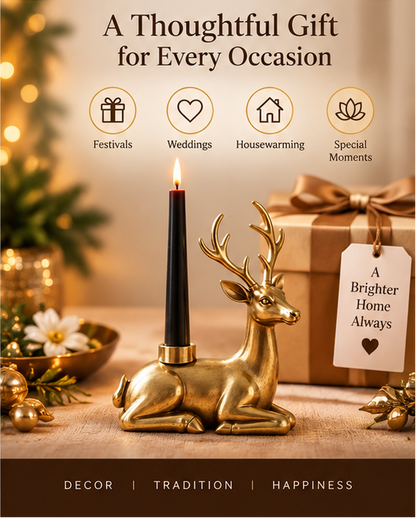 Gold Plated Reindeer Candle Holder