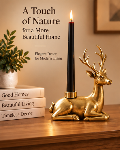 Gold Plated Reindeer Candle Holder