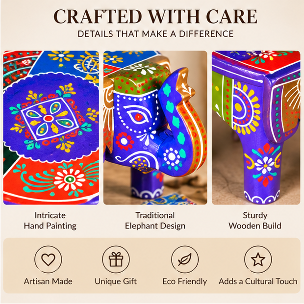 Handcrafted & Hand Painted Heritage Elephant - purple