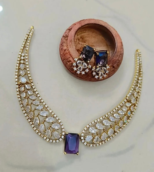 Trendy Premium Handcrafted American Diamond Necklace Set