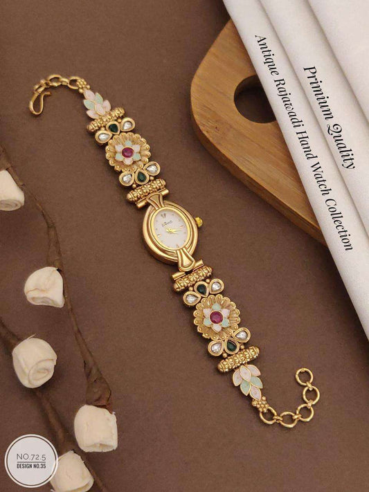 Luxurious Designer Women Kundan Watch