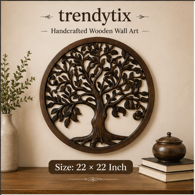 Handcrafted Trendytix Wooden Majestic Heritage Tree Wall Art  – Antique Brown