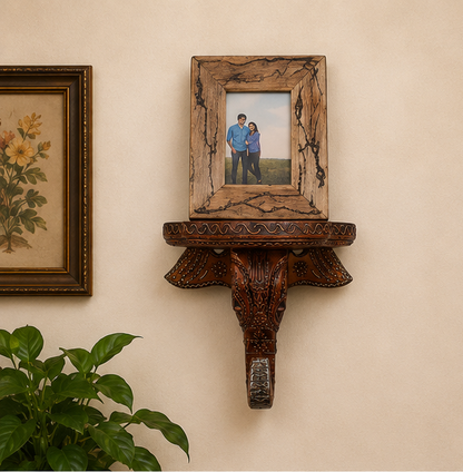Royal Handcrafted Wooden Elephant Wall Bracket Shelf – Brown