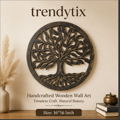 Handcrafted Trendytix Tree of Life Wooden Wall Decor – Antique Black