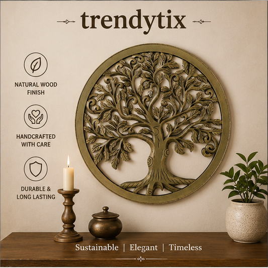 Handcrafted Trendytix Wooden Majestic Heritage Tree Wall Art  – Antique Gold