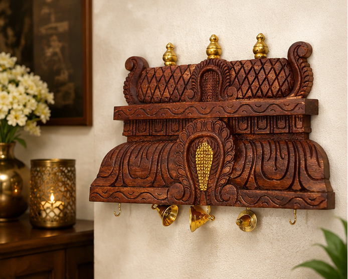 Trendytix Heritage Gopuram Hand-Carved Wooden Wall Panel