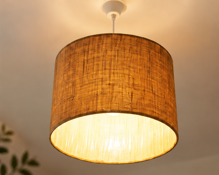 Trendytix Rustic Jute Linen Drum Pendant Lamp