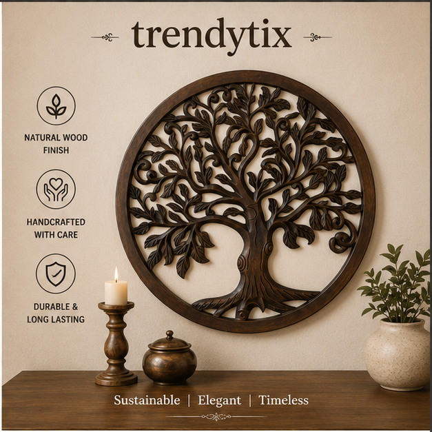 Handcrafted Trendytix Wooden Majestic Heritage Tree Wall Art  – Antique Brown