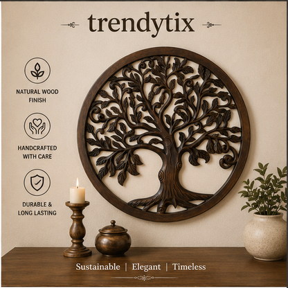 Handcrafted Trendytix Wooden Majestic Heritage Tree Wall Art  – Antique Brown