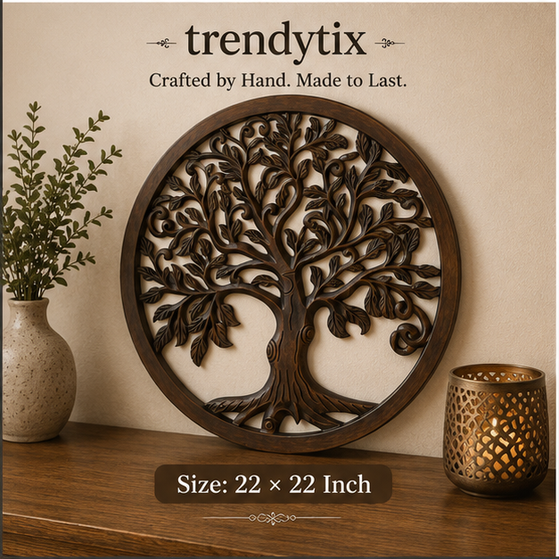 Handcrafted Trendytix Wooden Majestic Heritage Tree Wall Art  – Antique Brown