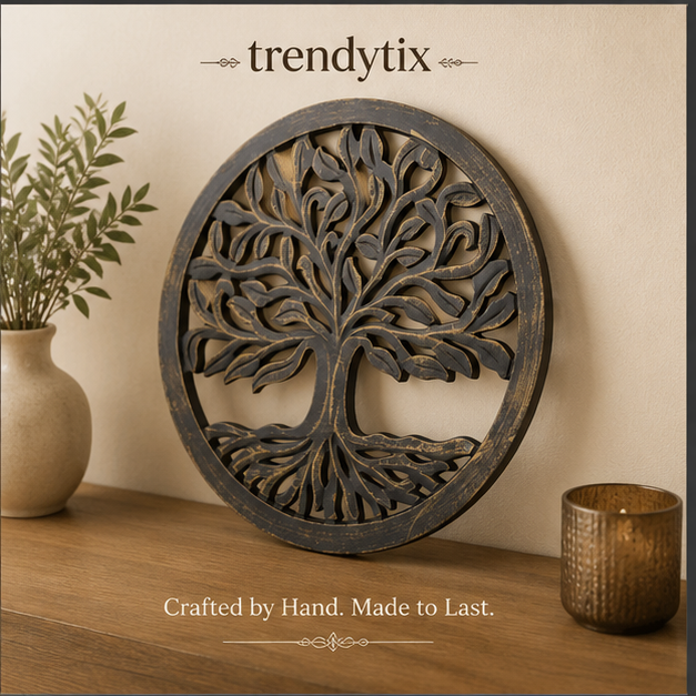 Handcrafted Trendytix Tree of Life Wooden Wall Decor – Antique Black