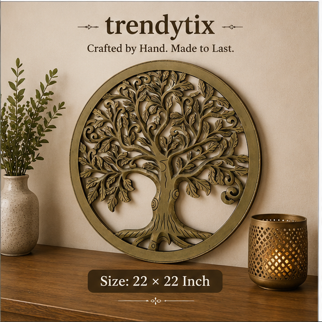 Handcrafted Trendytix Wooden Majestic Heritage Tree Wall Art  – Antique Gold